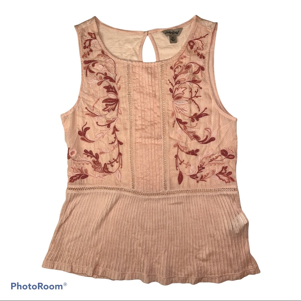 Lucky Brand Coral Pink Knit Sleeveless Peplum Top